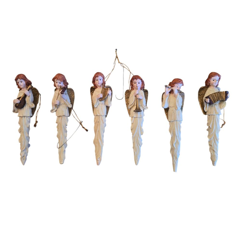 Vintage Musical Icicle Angels Christmas Ornaments Resin